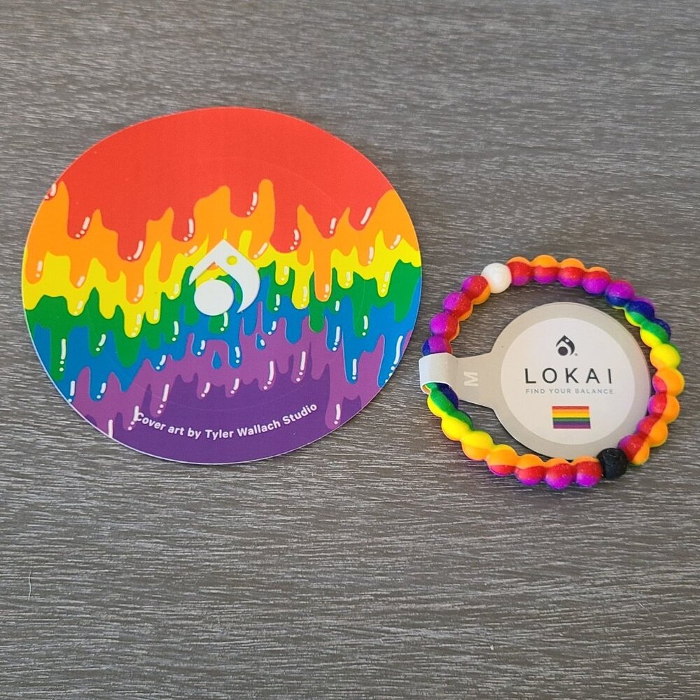 Lokai Bracelet Rainbow Swirl NWT Size Medium Fashion Silicone Slip On